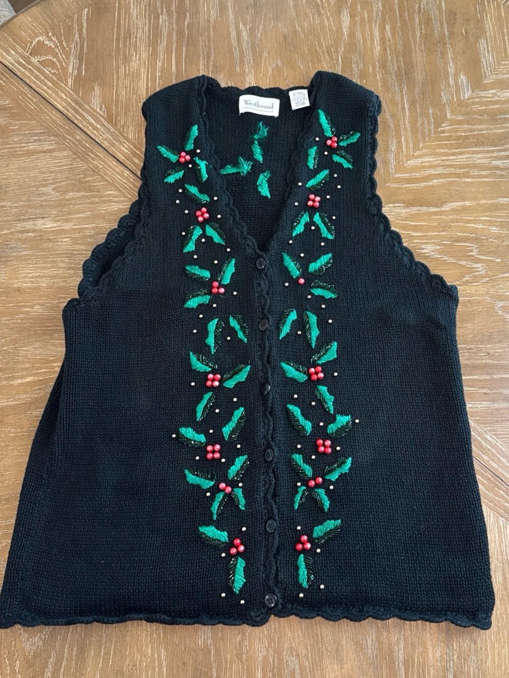 Westbound Holiday Christmas Embroidered Knit Sweater Vest